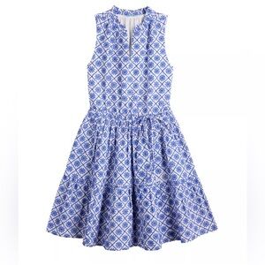 New‎ Draper James Baby Doll Dress S Sleeveless Lined Blue White Texture